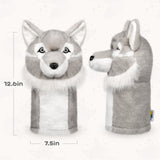 Grey Wolf Head Plush Animal Driver Golf Head Cover