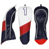 White Red Blue Spliced Digital Driver Golf Headcover