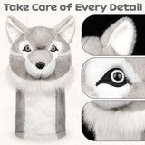 Grey Wolf Head Plush Animal Driver Golf Head Cover