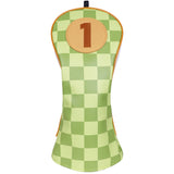 Green Checkered Driver Golf Headcover Set