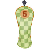 Green Checkered Driver Golf Headcover Set