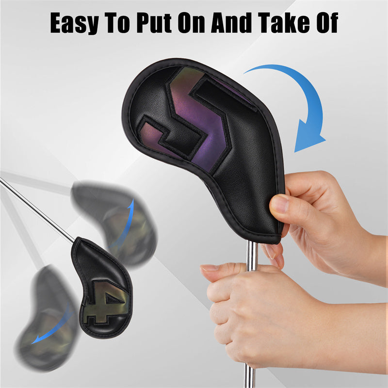 Black Gradient Colors Golf Club Iron Headcovers Set 10pcs