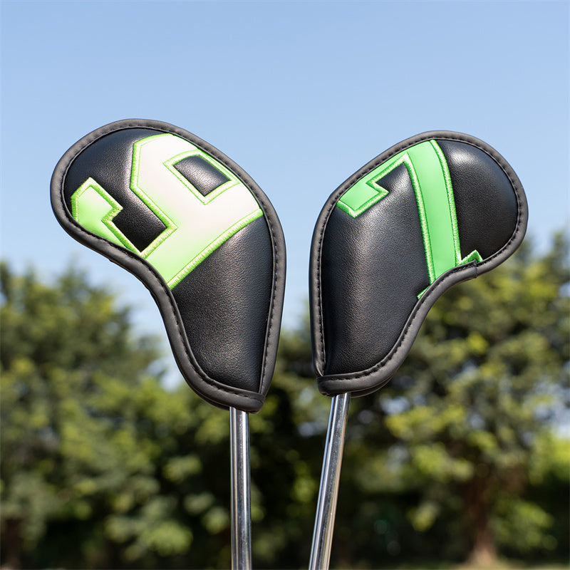 Black Leather Colorful Numbers Golf Club Iron Headcovers Set