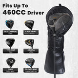 Black Skull Leather Golf Club Driver Headcover