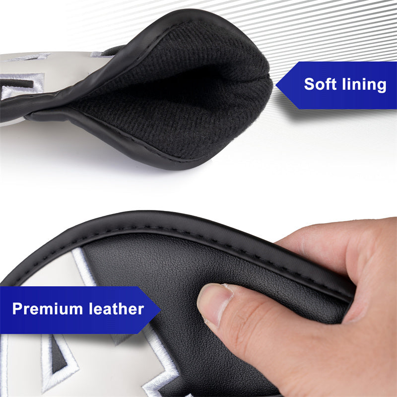 Large Number Leather Iron Head Covers 10pcs Craftsman Golf