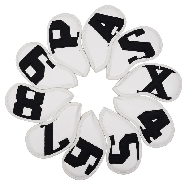 White Large Number Leather Magnetic Iron Head Covers 10pcs