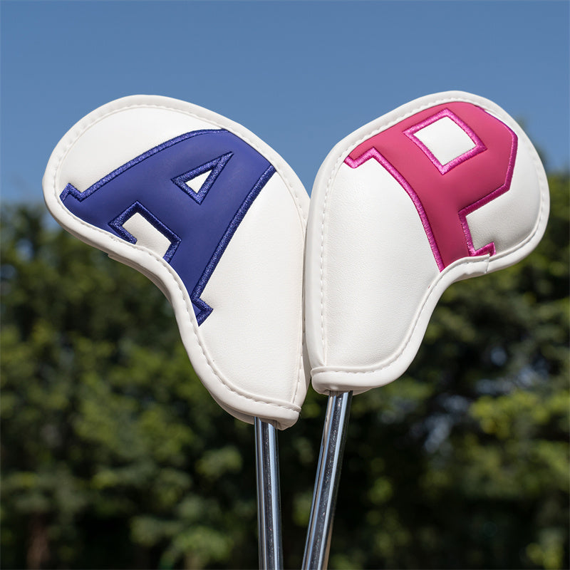 White Leather Colorful Numbers Magnetic Golf Club Iron Headcovers Set 10pcs-CraftsmanGolf