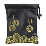 Black PU Gold Coin Patch Golf Valuables Pouch