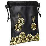 Black PU Gold Coin Patch Golf Valuables Pouch