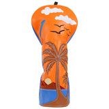 Orange Blue Splicing Coconut Tree Wooden Head Cover Set