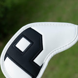 Custom Large No. Magnetic White Leather Iron Head Covers