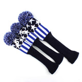 Blue White Stars Knit Golf Covers 3pc/set