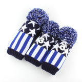 Blue White Stars Knit Golf Covers 3pc/set