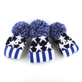 Blue White Stars Knit Golf Covers 3pc/set