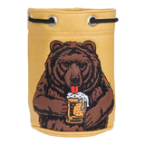 Dark Yellow Brown Bear Cylinder Golf Valuables Pouch