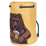 Dark Yellow Brown Bear Cylinder Golf Valuables Pouch