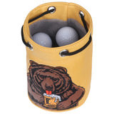 Dark Yellow Brown Bear Cylinder Golf Valuables Pouch