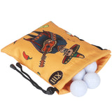 Orange Fabric Guitar Skull Print Golf Valuables Pouch