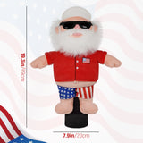 Plush beer belly character headcover on golf bag