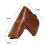 Premium Leather Brown Blade Putter Cover Headcover