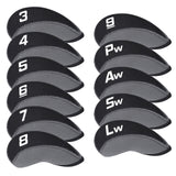 Black Neoprene Iron Head Covers Set 11pcs（3-9, Pw, Aw, Sw, Lw）