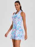 Spring Scenery Print 32"/37" Racerback Sleeveless Dress with Shorts