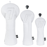 White 3D Embossed Leather Golf Headcovers