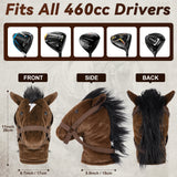 premium horse golf driver headcover brown design