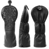 Black Skull Leather Golf Club Driver Headcover