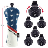 Custom Red Blue Stars Stripes Golf Wood Headcovers