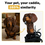 Side-by-side comparison of a real pet and a matching custom golf headcover