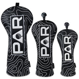 Black Map Pattern PAR Patch Golf Headcover Set