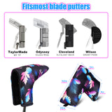 Maple Leaves Floral Canva Black Blade Putter Cover