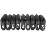 Black Leather White Numbers Golf Club Hybrid Iron Head Covers Set 9 PCS - Craftsman Golf