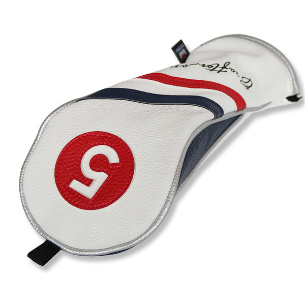 White Blue Red Wood Head Cover - CraftsmanGolf