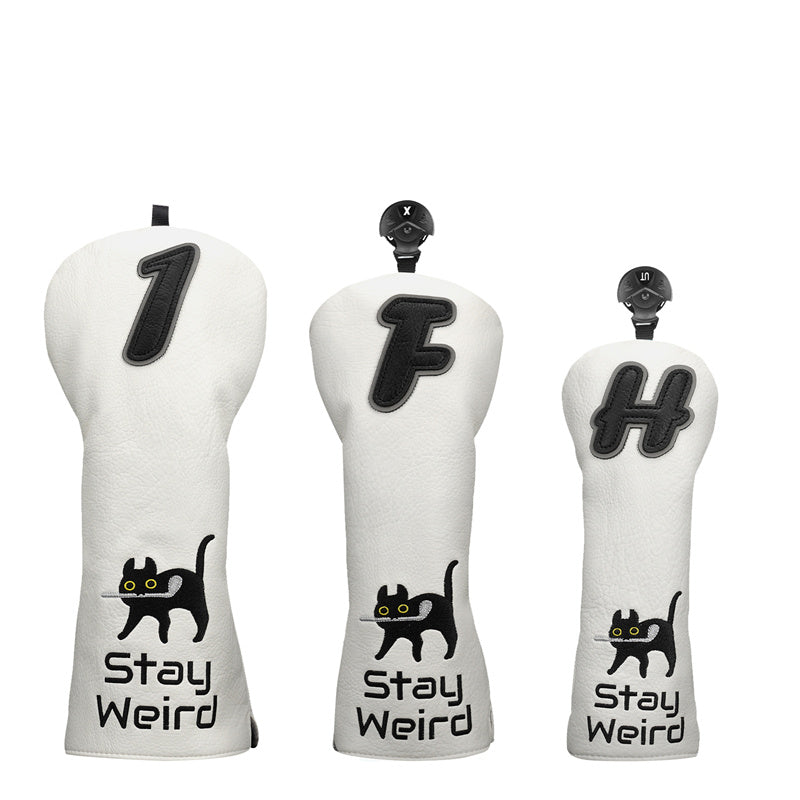 Funny Cool Black Cat PU Leather Golf Head Covers for Driver, Woods and  Hybrids - Set (1+F+H)