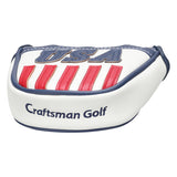 Blue White Leather With Red Stripes Mallet Putter Headcover