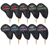Colorful Embroidery Protective Black Leather Wedge Iron Headcover 46° 48° 50° 52° 54° 56° 58° 60° 62° 64°