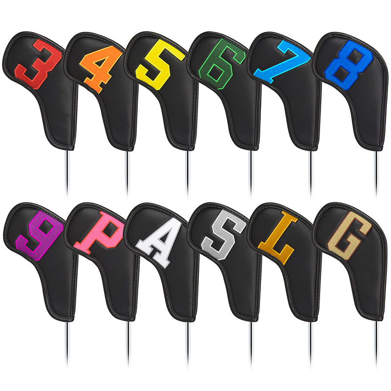 Large Colorful Number Iron Head Covers With Magnet Closure 12pcs - Craftsman Golf