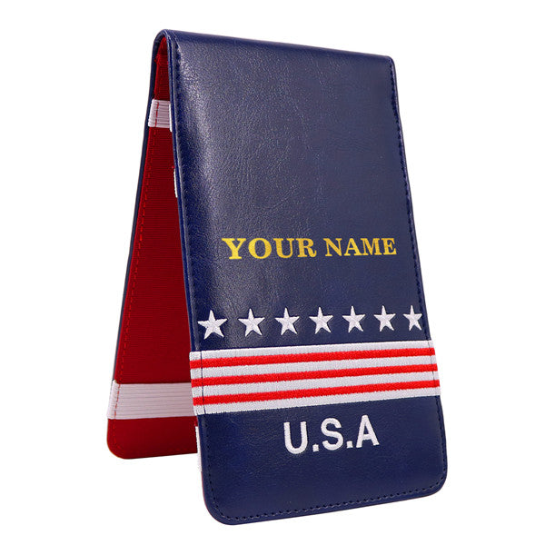 Custom USA Scorecard & Yardage Book Holder With Your Name Craftsman Golf