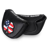 Custom Your Name Country Flag Lucky Clover Mallet Putter Headcover