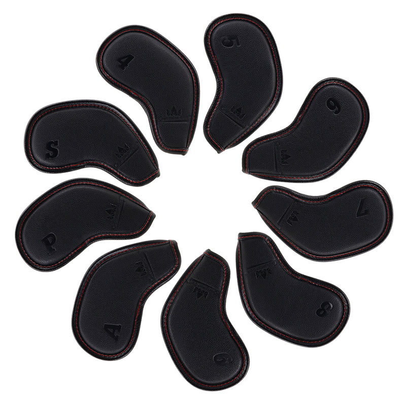 Embossed Number Black Leather Iron Cover Set-CraftsmanGolf