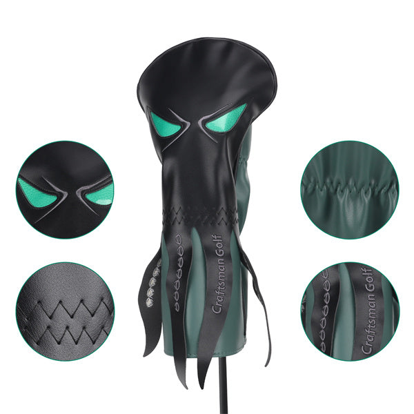 Green Eyes Octopus Pattern Leather Driver Head Cover-Craftsman golf