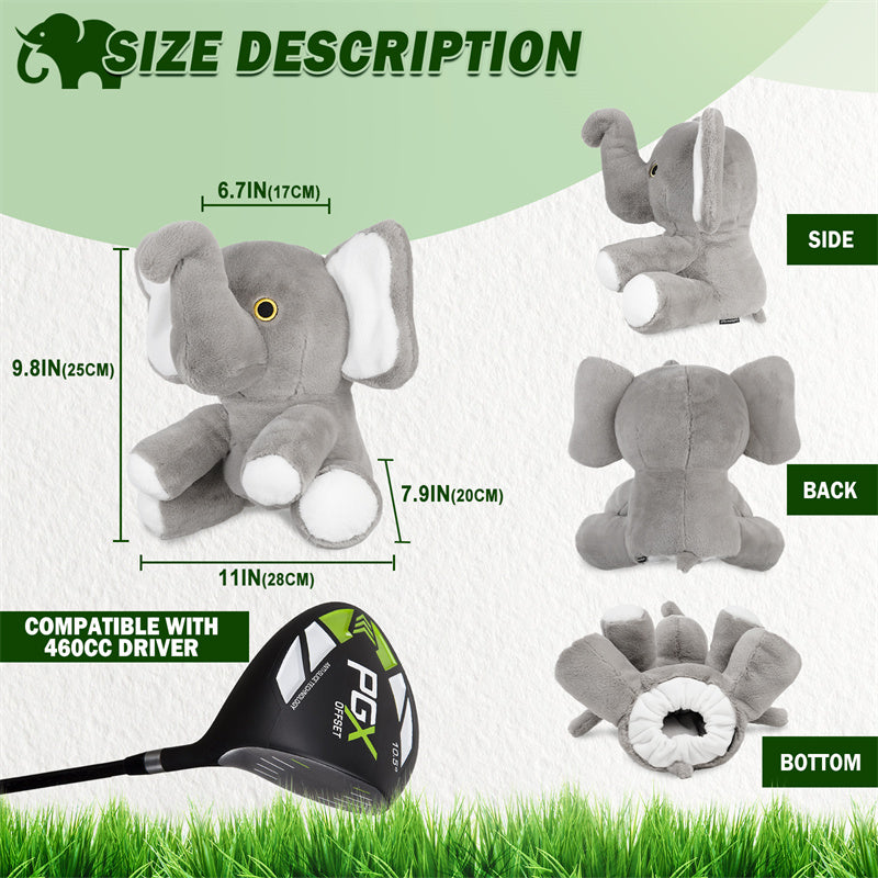 Grey Elephant Animal Golf Club Driver Head Cover Craftsman Golf