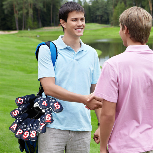 Blue & White Stars Hybrid Iron Head Covers Set Craftsman Golf