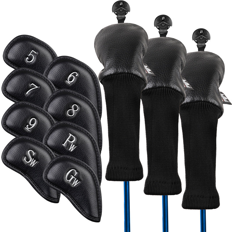 CRAFTSMAN GOLF 12pcs Black Synthetic Leather Golf Iron Head Covers