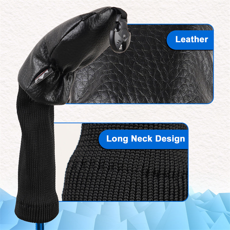 Leather Golf Club Iron Head Covers Set With 3 Hybrid Cover 11 PCS