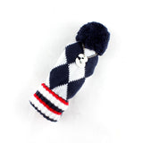 Knitted Checked Pom Pom Golf Wood Head Covers Set 3pcs - Craftsman Golf