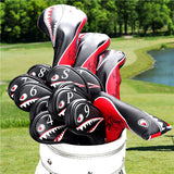 Craftsman Golf Shark Embroidered Black Leather Golf Head Covers
