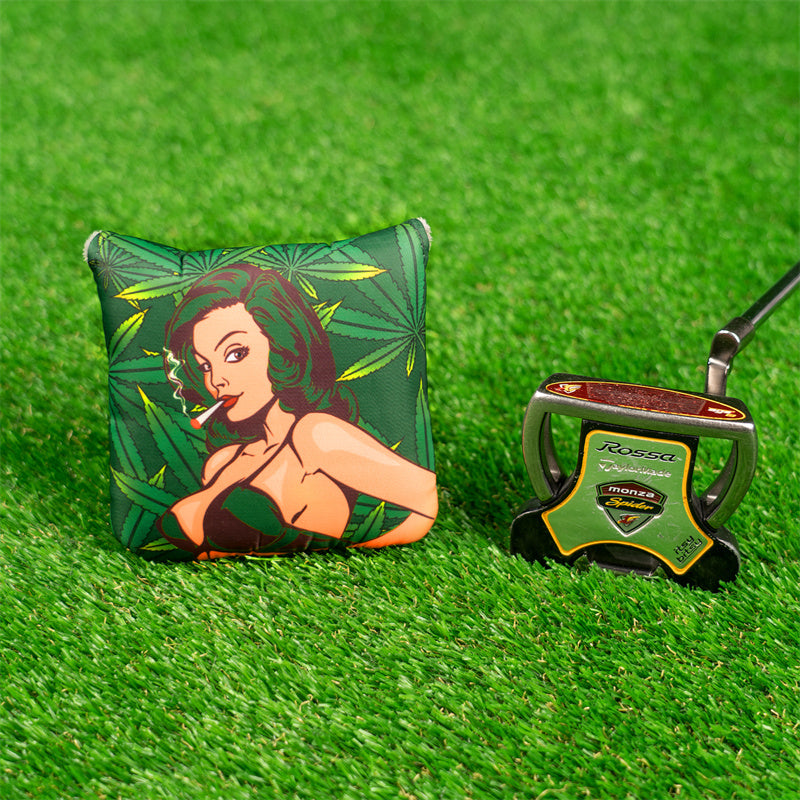 Green  Smoking Girl Golf Club Large Mallet Putter Head Cover - Craftsman Golf